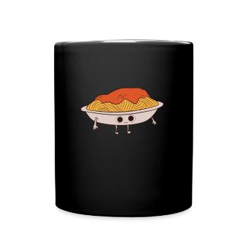 Pasta - Plate with Spaghetti Bolognese - Full Colour Mug - black - Front