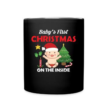 Baby's First Christmas On The Inside Funny - Tasse einfarbig - Schwarz - Vorne