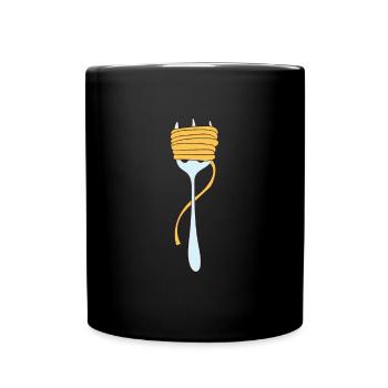 Pasta - Spaghetti wound on fork - Full Colour Mug - black - Front