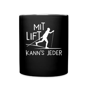 Langlaufen / Langläufer / Skifahrer / Ski - Tasse einfarbig - Schwarz - Vorne