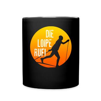 Langlaufen / Langläufer / Skifahrer / Ski - Tasse einfarbig - Schwarz - Vorne