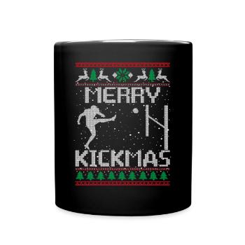 Merry Kickmas Funny Football Kick Sarcasm Christma - Tasse einfarbig - Schwarz - Vorne