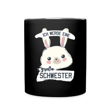 Ich werde eine Große Schwester - Tasse einfarbig - Schwarz - Vorne