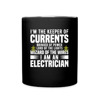 Elektriker Geschenk - Tasse einfarbig - Schwarz - Vorne