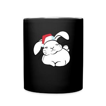 Doux lapin avec bonnet de Noel - Mug uni - noir - Devant