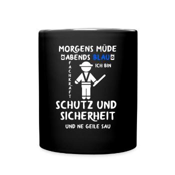 Security Türsteher Sicherheitsdienst Aufpasser - Tasse einfarbig - Schwarz - Vorne