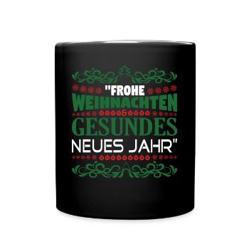 Weihnachten Weihnachten Weihnachten Weihnachten - Tasse einfarbig - Schwarz - Vorne