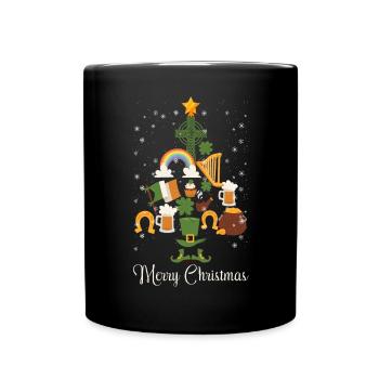 Irish Merry Christmas Pine Tree Funny Decoration - Tasse einfarbig - Schwarz - Vorne
