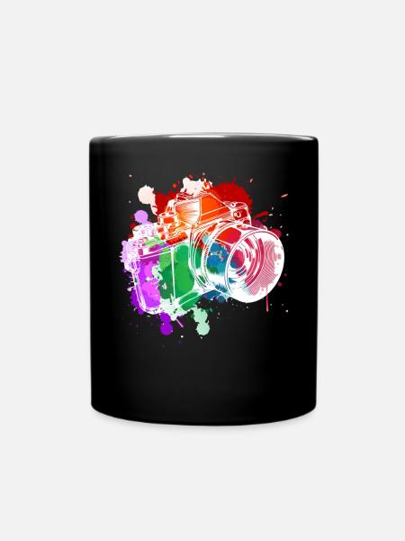 Farbenfrohe Kamera Kunst - Tasse einfarbig - Schwarz