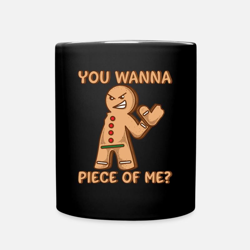 Lustiges Weihnachtsgeschenk Lebkuchenmann - Tasse einfarbig - Schwarz