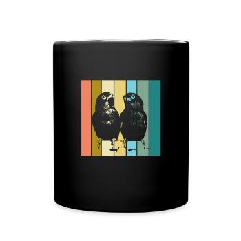 Agapornis Unzertrennliche Retro Geschenk Design - Tasse einfarbig - Schwarz - Vorne