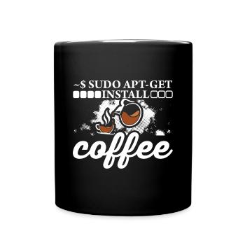 Linux Sudo Apt - Installieren Sie den Kaffee. - Tasse einfarbig - Schwarz - Vorne