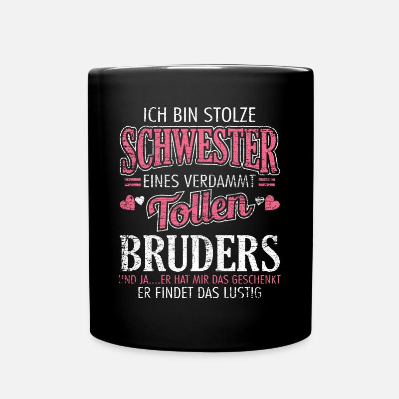 Schwester Bruder - Tasse einfarbig - Schwarz