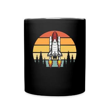 Astronomie Rakete - Tasse einfarbig - Schwarz - Vorne