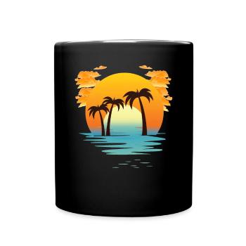 sunset of palms - Full Colour Mug - black - Front