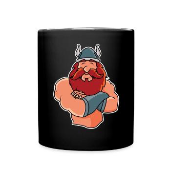 Funny Viking in Pose - Full Colour Mug - black - Front