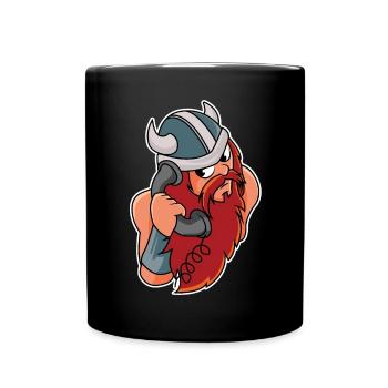 Wikinger am Telefon - Tasse einfarbig - Schwarz - Vorne