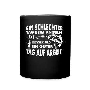 Angeln Anglerspruch lustiger Angler Spruch Fischer - Tasse einfarbig - Schwarz - Vorne