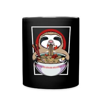 Faultier Ramen Fiesta - Tasse einfarbig - Schwarz - Vorne