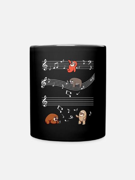 Musiksloths auf Notenbalken - Tasse einfarbig - Schwarz