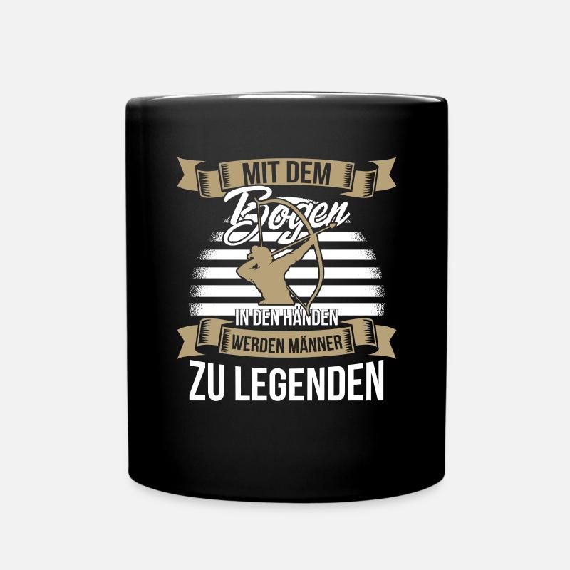 Bogenschiessen mit dem Bogen in den Händen - Tasse einfarbig - Schwarz