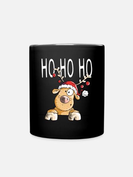 Ho Ho Ho Rentier - Rentiere - Ren - Geschenk - Tasse einfarbig - Schwarz