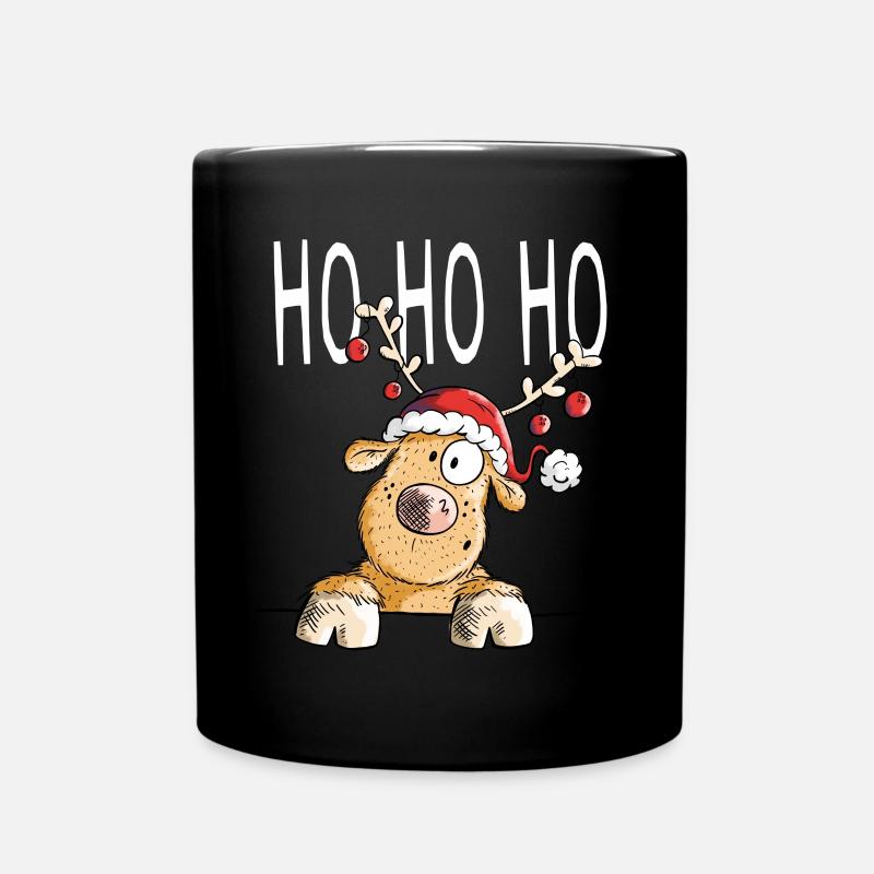 Ho Ho Ho Rentier - Rentiere - Ren - Geschenk - Tasse einfarbig - Schwarz