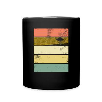 Zither lustiges retro vintage Design für Musiker - Tasse einfarbig - Schwarz - Vorne