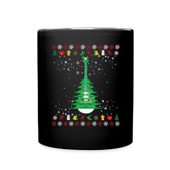 Guitar Christmas Tree - Full Colour Mug - black - Front