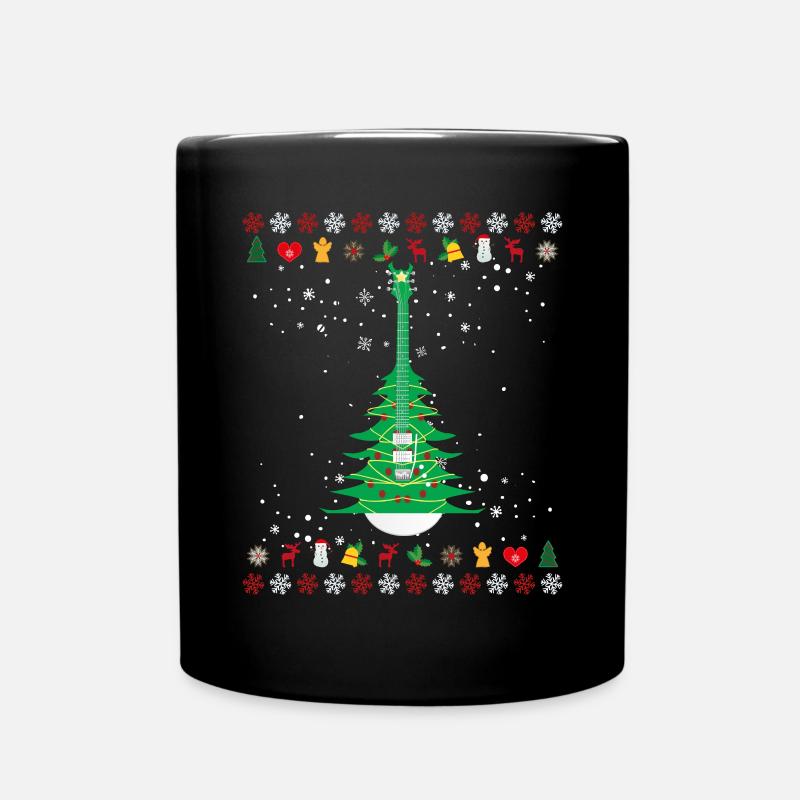 Guitar Christmas Tree - Full Colour Mug - black