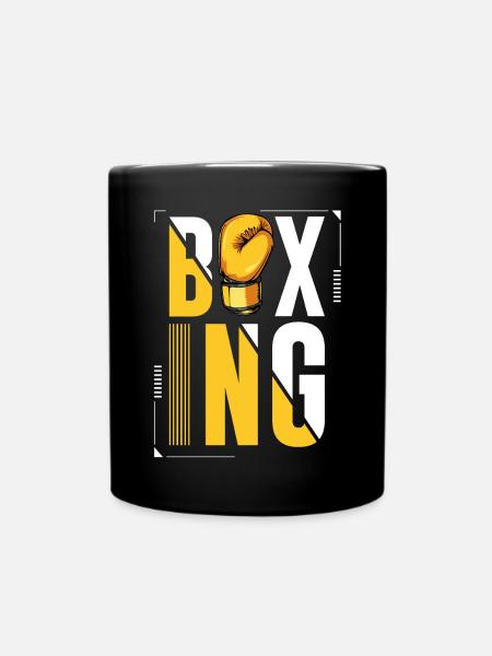 Boxing Typografie mit Handschuhgrafik - Tasse einfarbig - Schwarz