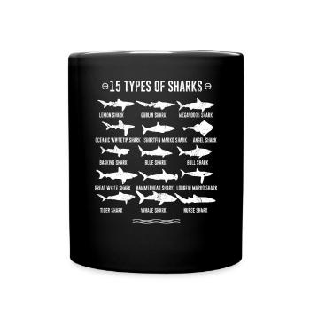 Sharks - 15 types of sharks - Full Colour Mug - black - Front