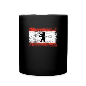 Drapeau de mur des ours de berlin drapeau usé-look - Mug uni - noir - Devant