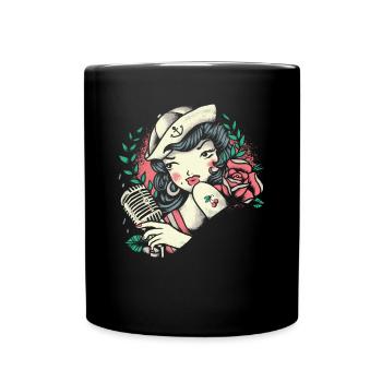 Pin-up Girl - Musique - Rétro - Vintage - Mug uni - noir - Devant