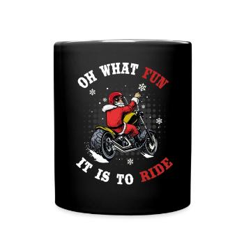 Santa Motorrad Chopper - Tasse einfarbig - Schwarz - Vorne