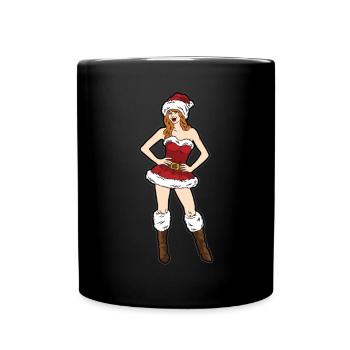 Fille sexy femme dans une tenue serrée Noël - Mug uni - noir - Devant