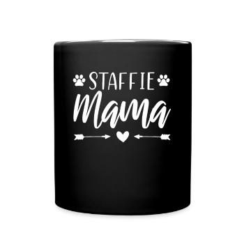 Staffie Dog Mama avec coeur et pattes - Mug uni - noir - Devant