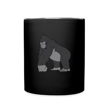 Gorilla - Kräftiger Silberrücken - Tasse einfarbig - Schwarz - Vorne