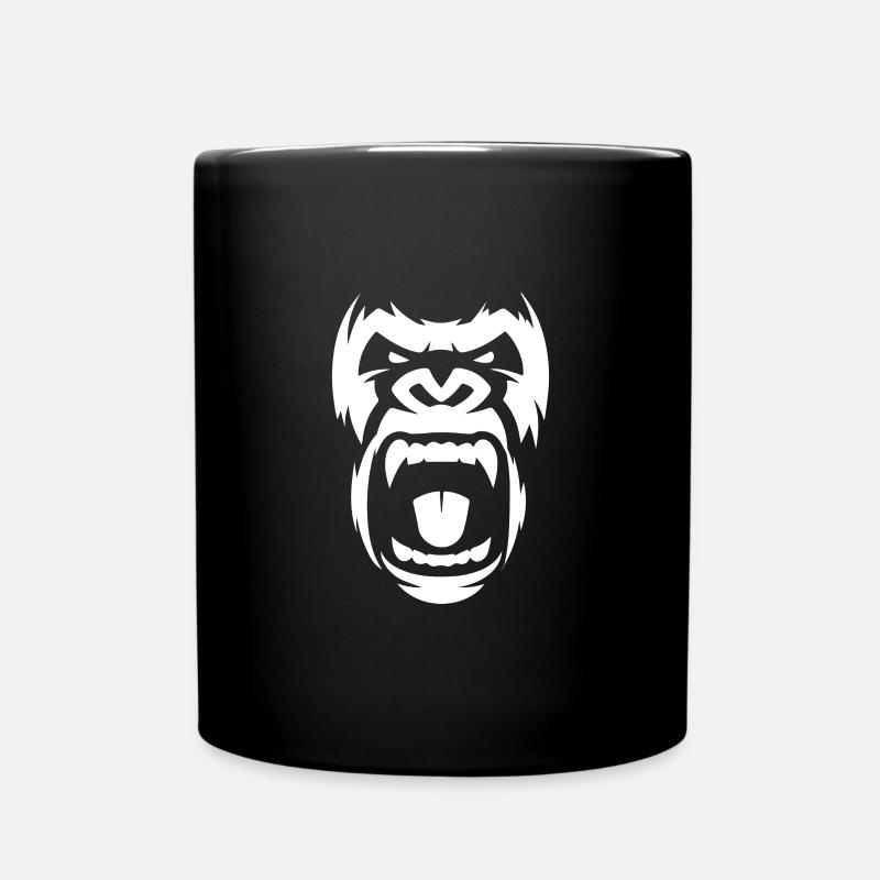 Gorille - tête d'un gorille rugissant - Mug uni - noir