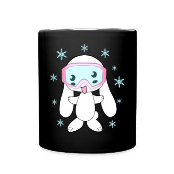Skiing Bunny Skiing Skiing Apres Skiing - Full Colour Mug - black - Front