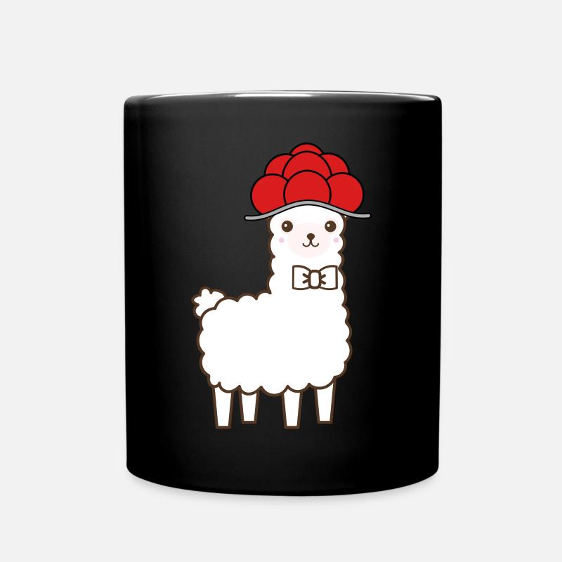 Schwarzwald Lama Alpaka - Schwarzwald Mädel Bub - Tasse einfarbig - Schwarz