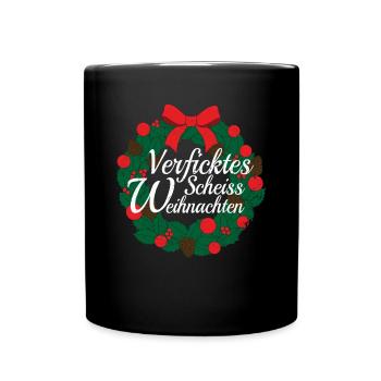 Verficktes Scheiß Weihnachten - Weihnachtsmuffel - Tasse einfarbig - Schwarz - Vorne