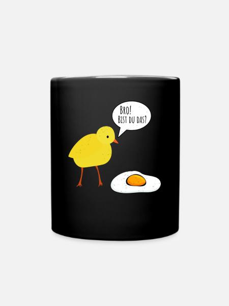 Bro Bist Du Das - Küken Spiegelei Witz Hühner Fan - Tasse einfarbig - Schwarz