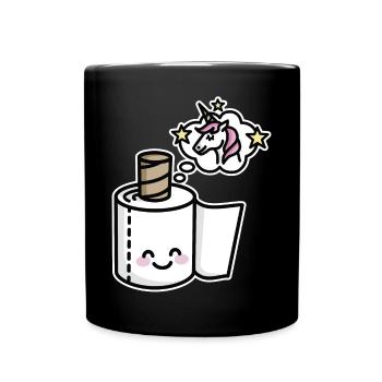 Never grow up - Unicorn toilet paper - Full Colour Mug - black - Front