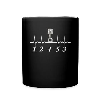 5 Cylinder Heartbeat 1 2 4 5 3 Turbo Car Gift - Full Colour Mug - black - Front
