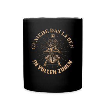 Eisenbahn Wortspiel - Tasse einfarbig - Schwarz - Vorne