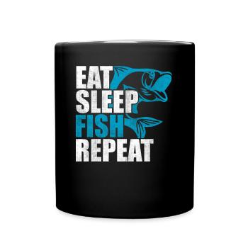 Eat sleep fish repetition - Full Colour Mug - black - Front