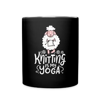 Knitting Sheep Knitting Is My Yoga - Full Colour Mug - black - Front