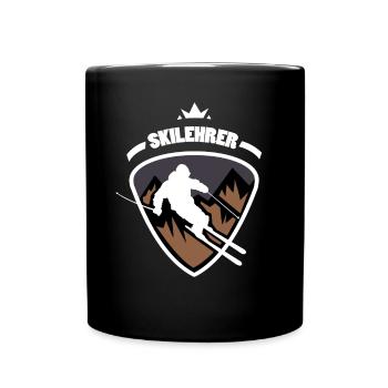 Skilehrer Wappen Logo - Tasse einfarbig - Schwarz - Vorne