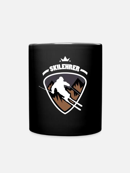 Moniteur de ski blason logo - Mug uni - noir